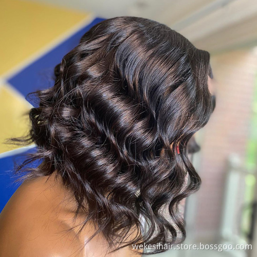 Wholesale Blue Short Bob Wig Brazilian Human Hair Colored Lace Front Wigs for Black Women